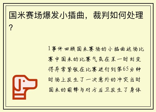 国米赛场爆发小插曲，裁判如何处理？